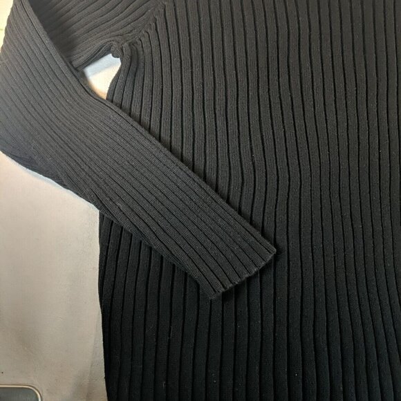 Gap Black Knit Sweater Mens Large L Collared 1/4 Button Long Sleeve 100% Cotton - Picture 5 of 11